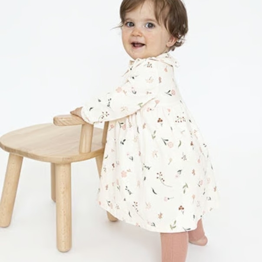Angel Dear Floral Print Dress - Cream and Pink